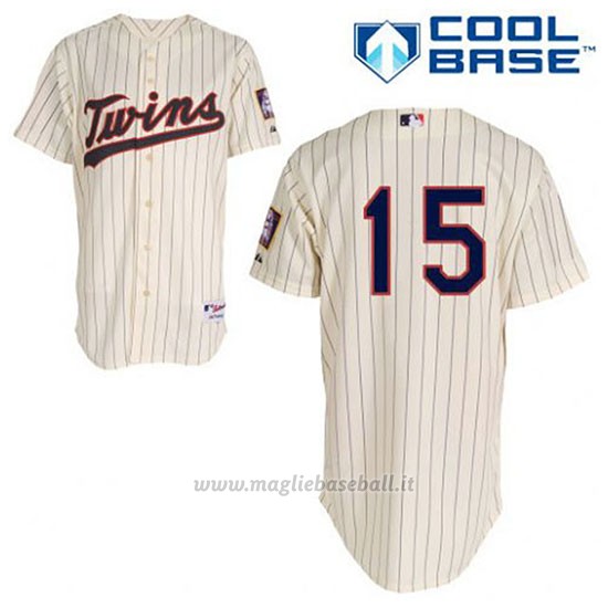 Maglia Baseball Uomo Minnesota Twins Glen Perkins 15 Crema Alterner Cool Base